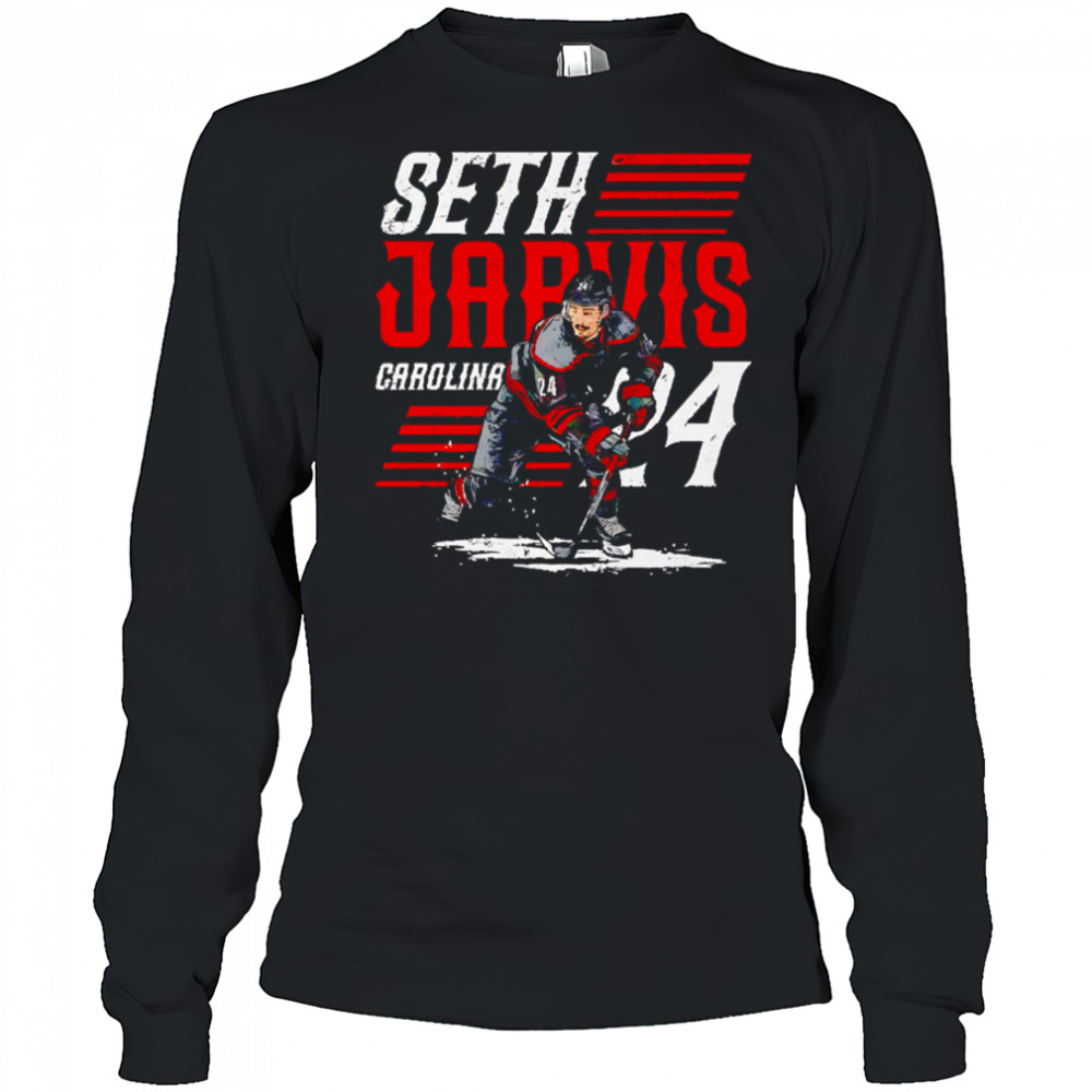 Seth Jarvis wearing the freddie 500 shirt Long Sleeved