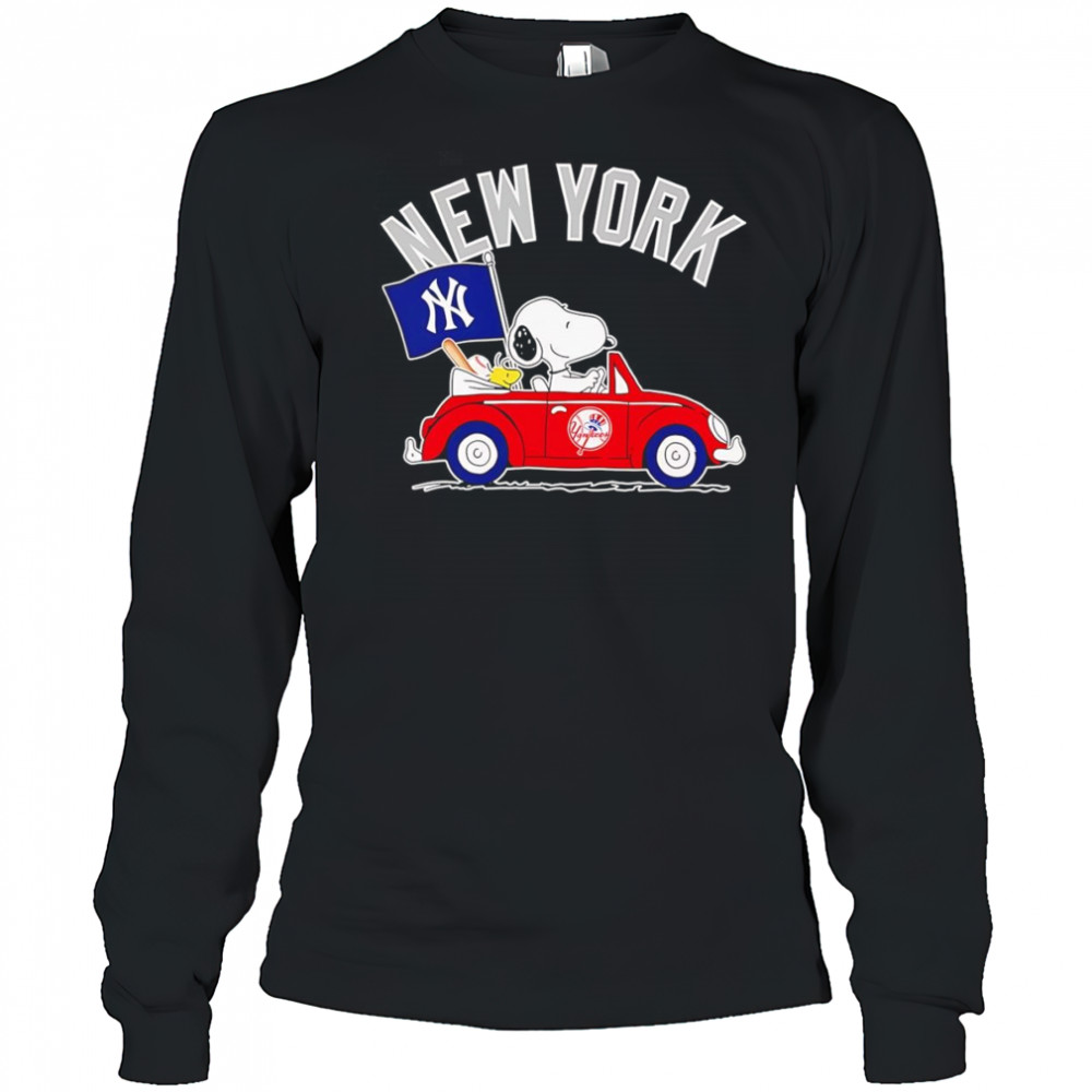 Snoopy and Woodstock driving car New York Yankees shirt Long Sleeved