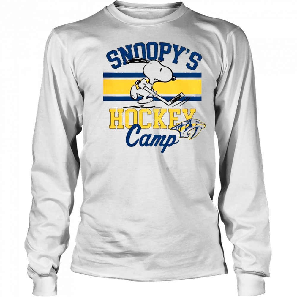Snoopy Nashville Predators Snoopy’s Hockey Camp Snoopy NHL All Teams T-Shirt Long Sleeved