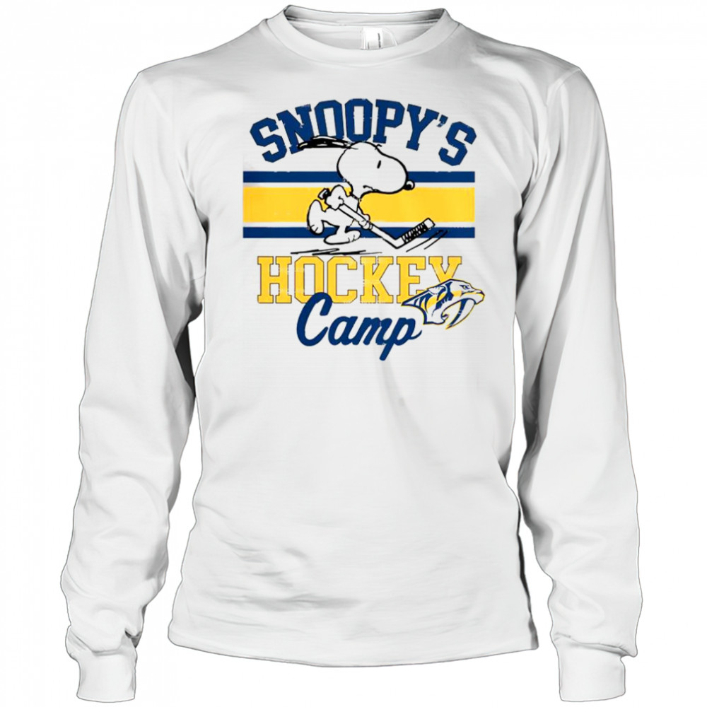 Snoopy Nashville Predators Snoopy’s Hockey Camp Snoopy NHL All Teams T-Shirt Long Sleeved