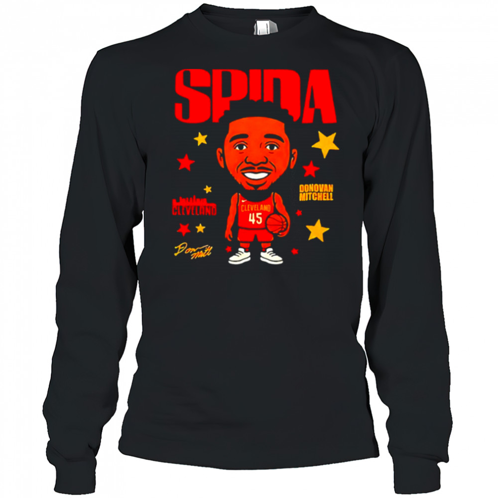 Spida Donovan Mitchell Cleveland Cavaliers signature caricature shirt Long Sleeved