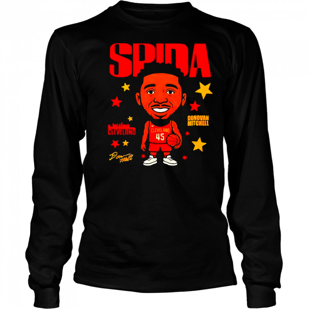 Spida Donovan Mitchell Cleveland Cavaliers signature caricature shirt Long Sleeved