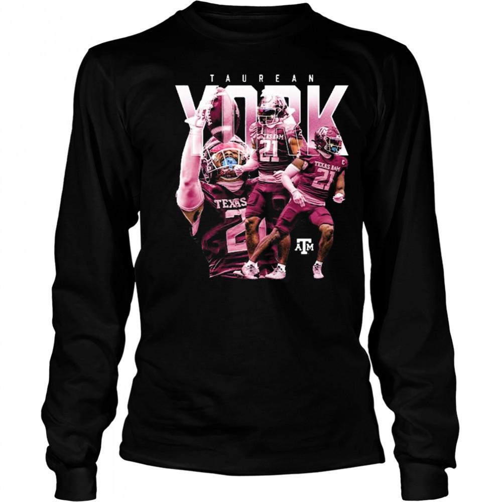Taurean York Texas A&M Aggies Football Player Collage Graphic 2025 t-shirt Long Sleeved