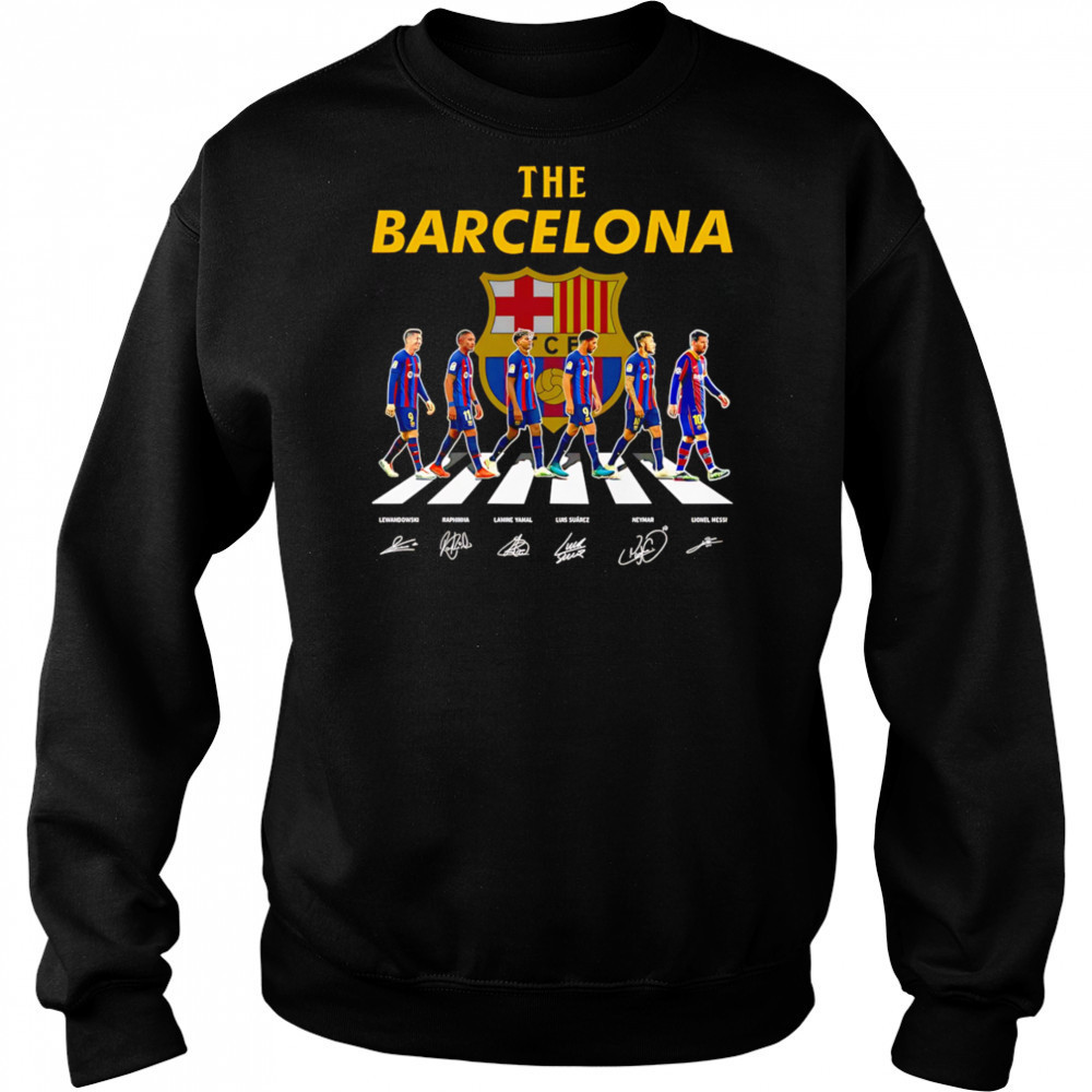 The Barcelona Abbey Road Lewandowski Raphinha and Lamine Yamal signature shirt Hoodie