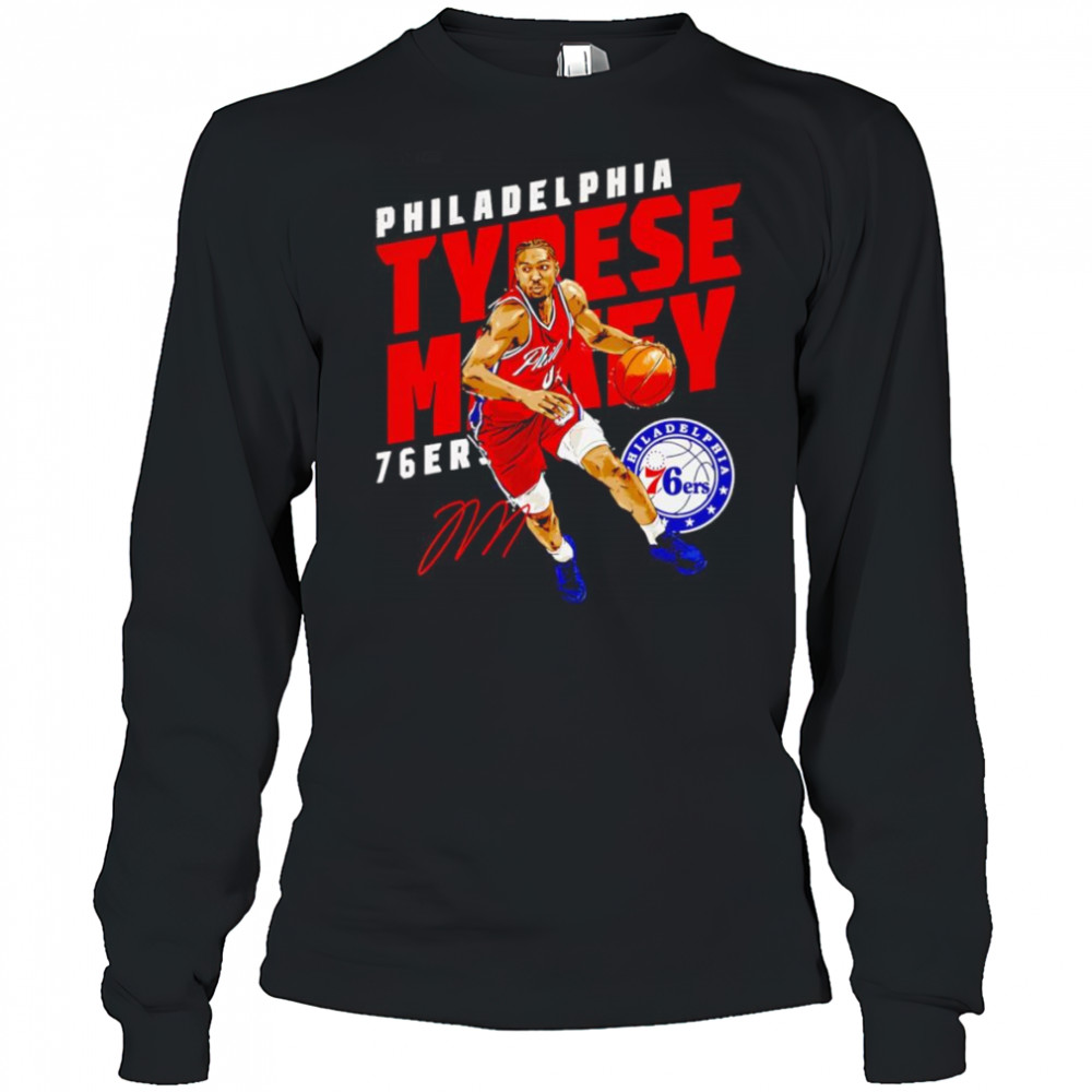 Tyrese Maxey Philadelphia 76ers Slant shirt Long Sleeved