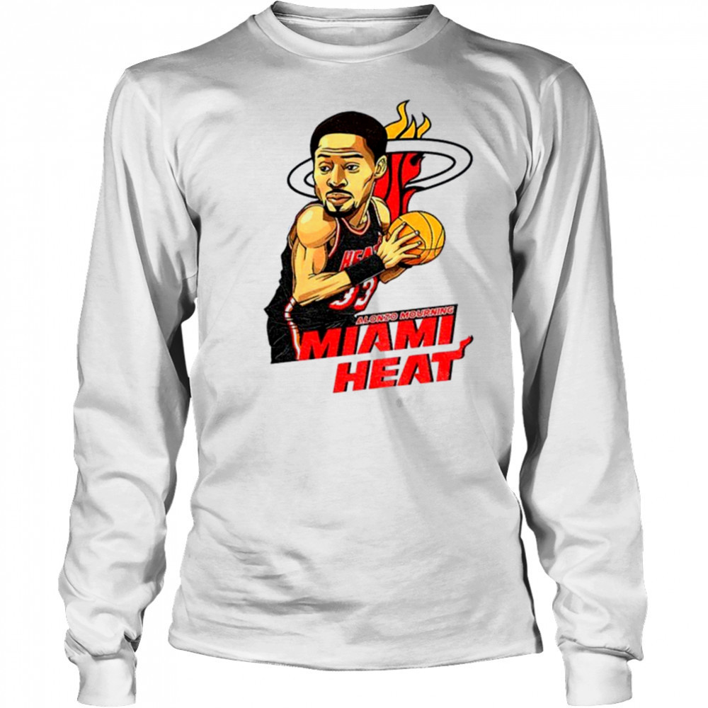 Alonzo Mourning Miami Heat NBA Basketball cartoon shirt Long Sleeved