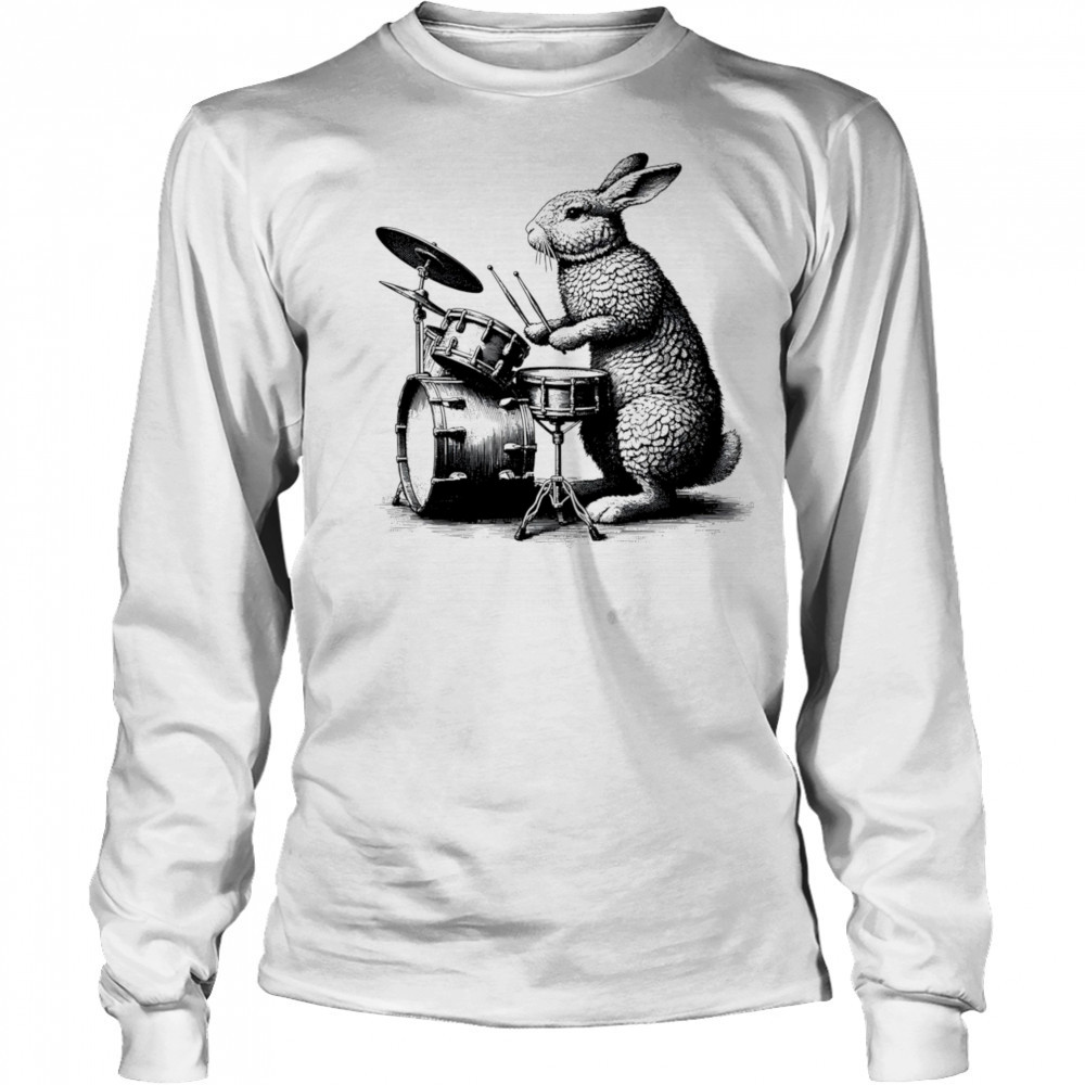 Bunny Rabbit Drummer vintage shirt Long Sleeved