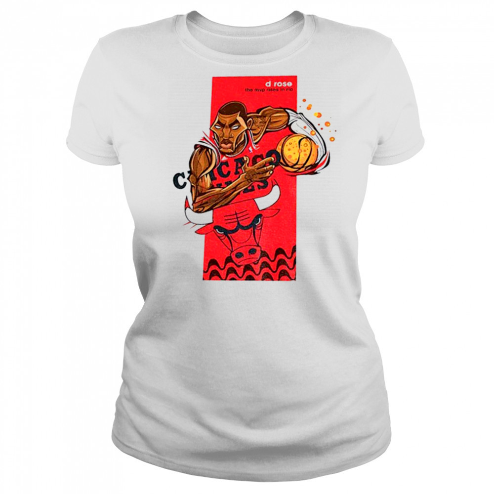 Derrick Rose Chicago Bulls NBA Basketball cartoon the MVP rises in rio shirt Women's T-shirt