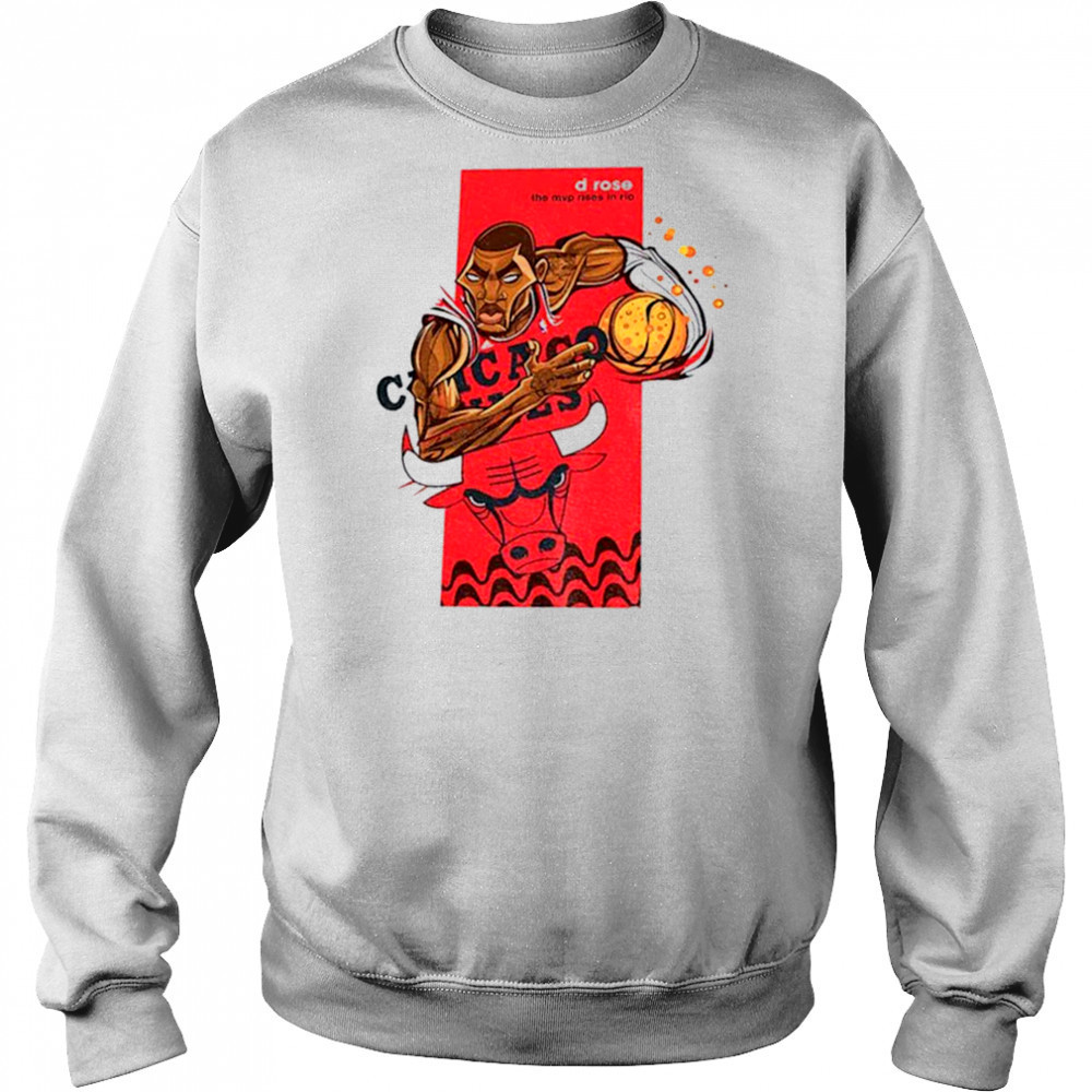 Derrick Rose Chicago Bulls NBA Basketball cartoon the MVP rises in rio shirt Hoodie