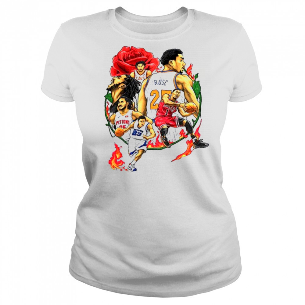 Derrick Rose player basketball rose and fire shirt Women's T-shirt