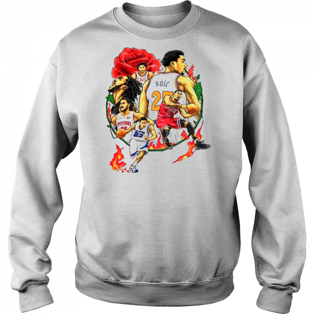 Derrick Rose player basketball rose and fire shirt Hoodie