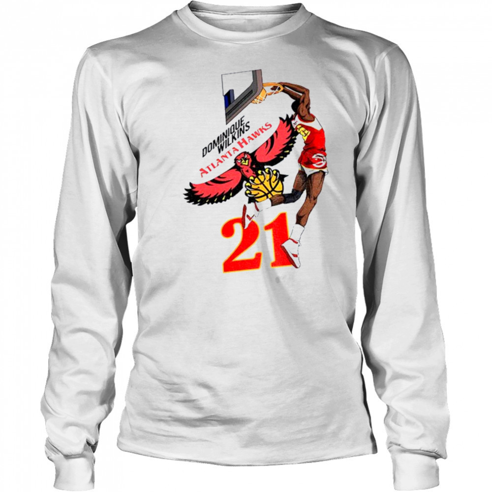 Dominique Wilkins 21 Atlanta Hawks NBA Player Basketball shirt Long Sleeved