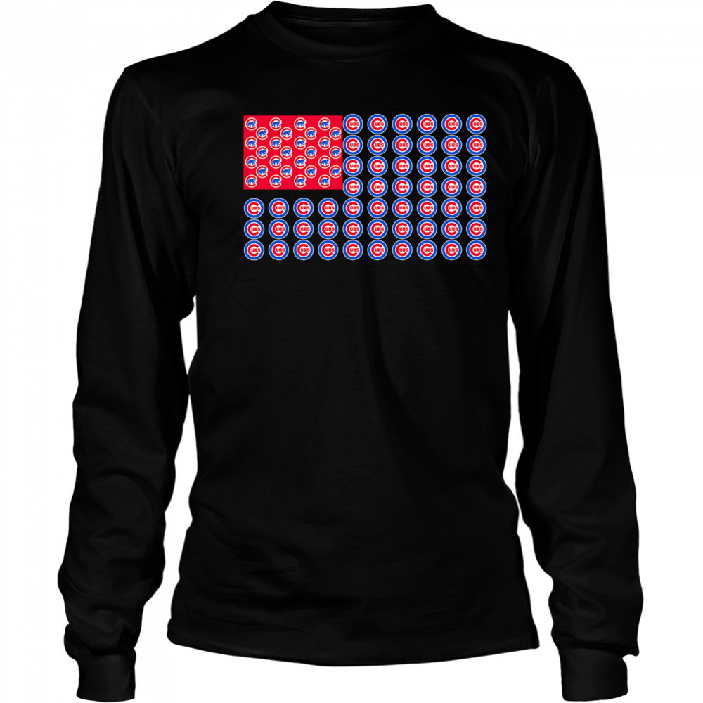Logo Chicago Cubs American Flag shirt Long Sleeved