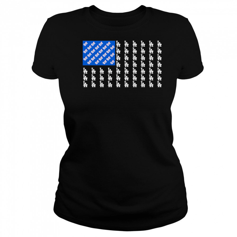 Logo Los Angeles Dodgers American Flag shirt Women's T-shirt