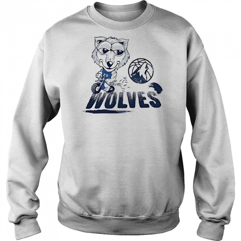 Minnesota Timberwolves Crunch the Wolf riding bike shirt Hoodie