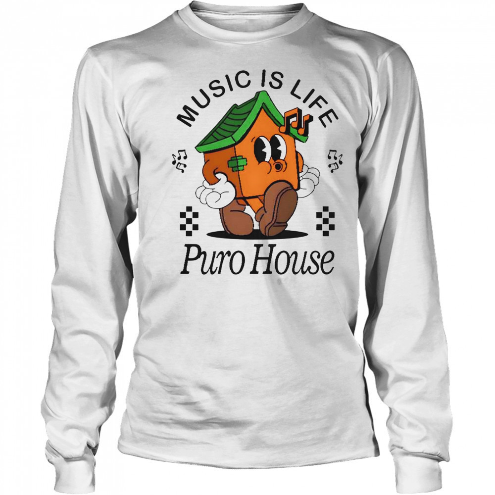 Music Is Life Puro House Cream T-Shirt Long Sleeved
