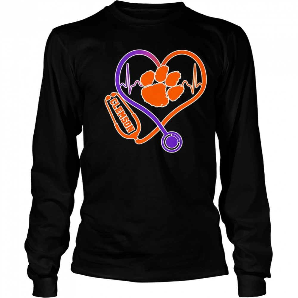 Stethoscope heart Clemson Tigers shirt Long Sleeved