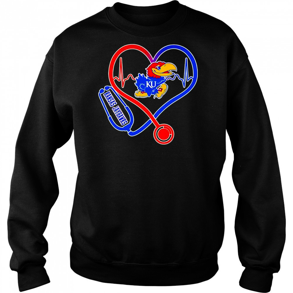 Stethoscope heart Kansas Jayhawks shirt Hoodie