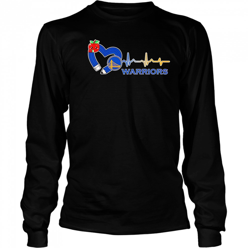 Teacher pencil heart Golden State Warriors shirt Long Sleeved