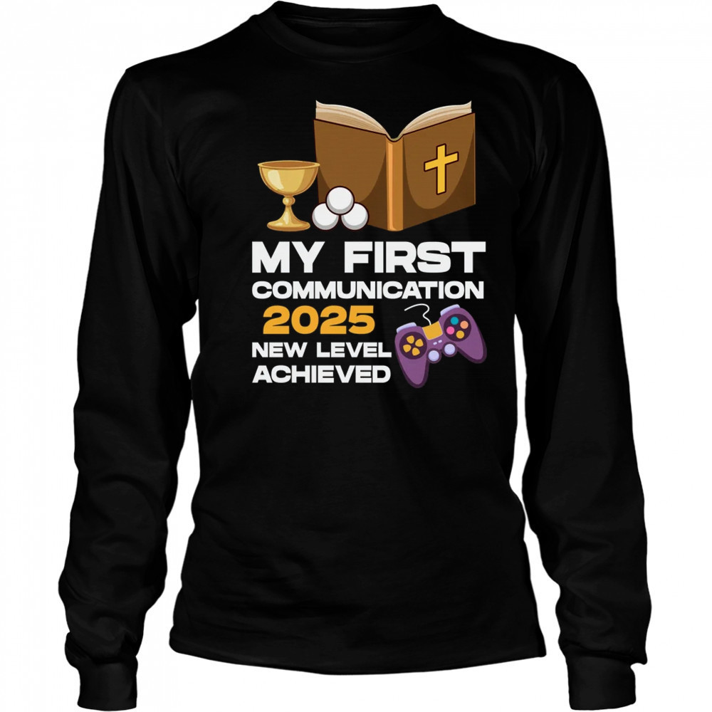 1st My First Communion 2025 Boys Girls Controller Video Game shirt Long Sleeved