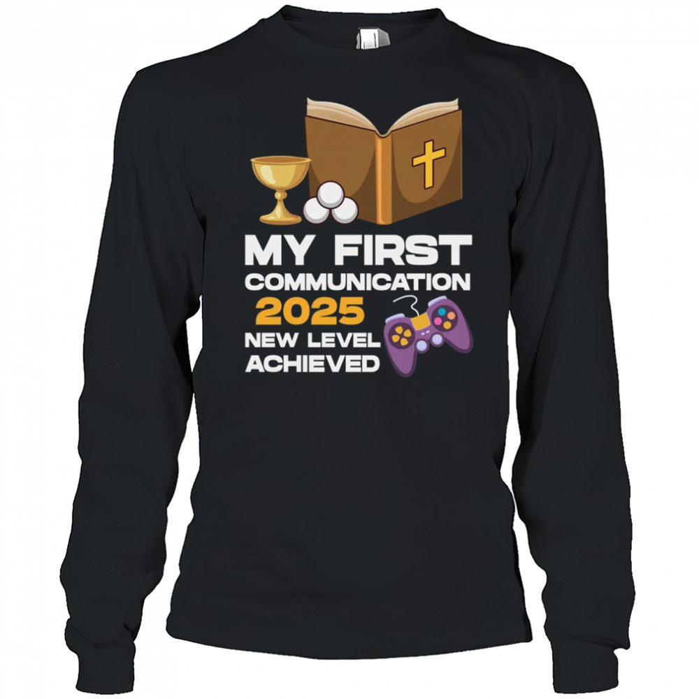 1st My First Communion 2025 Boys Girls Controller Video Game shirt Long Sleeved