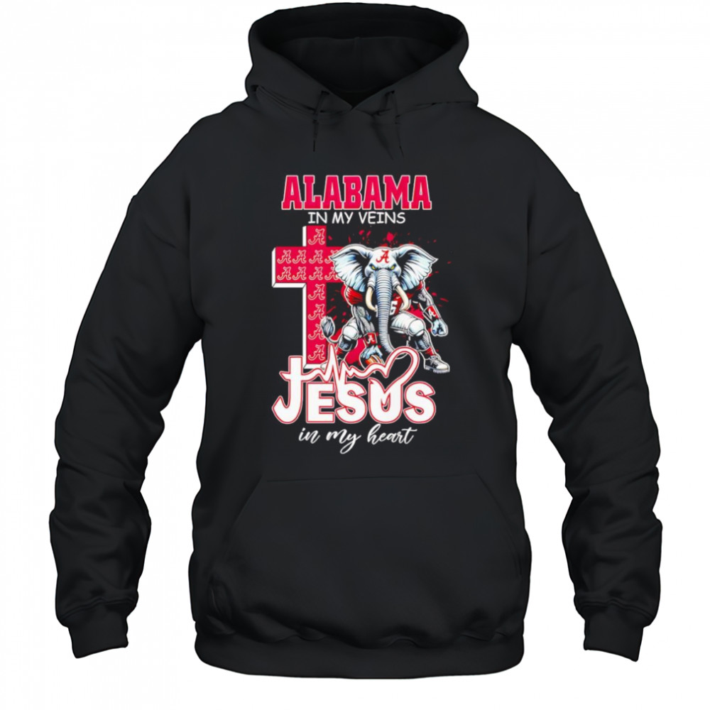Alabama in my veins Jesus in my heart mascot shirt Hoodie