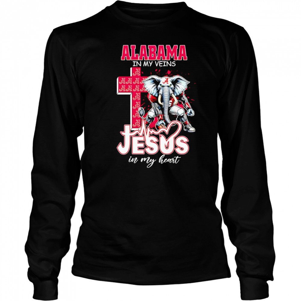 Alabama in my veins Jesus in my heart mascot shirt Long Sleeved