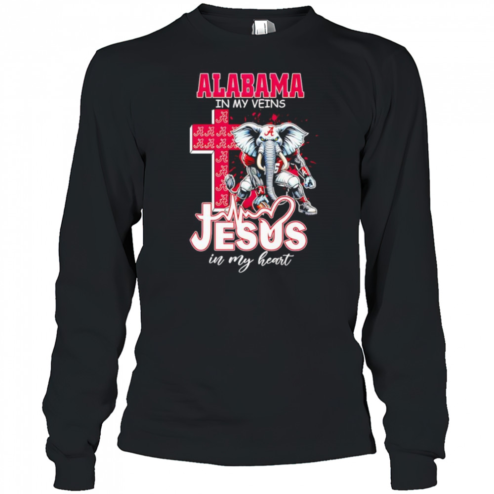Alabama in my veins Jesus in my heart mascot shirt Long Sleeved