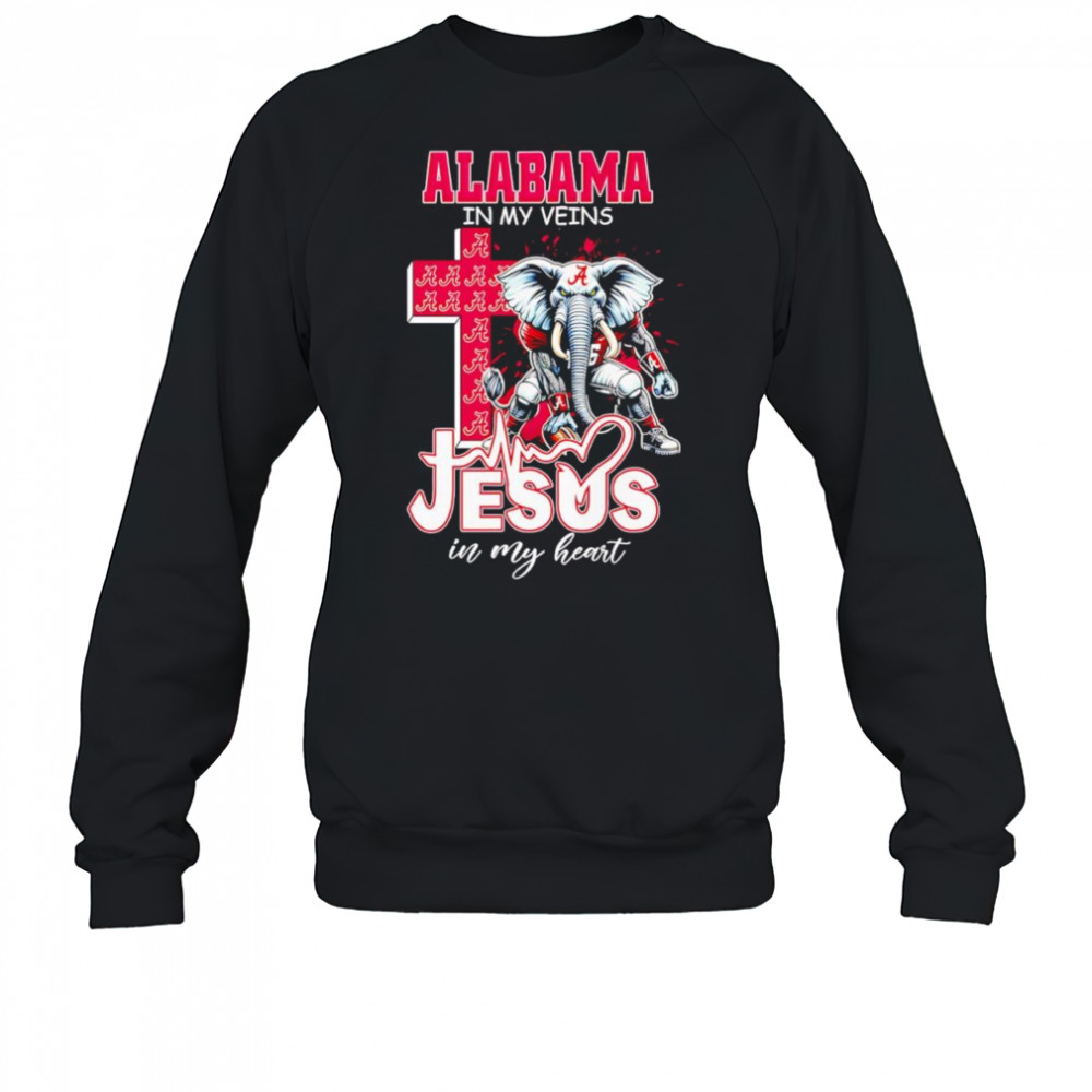 Alabama in my veins Jesus in my heart mascot shirt Sweatshirt