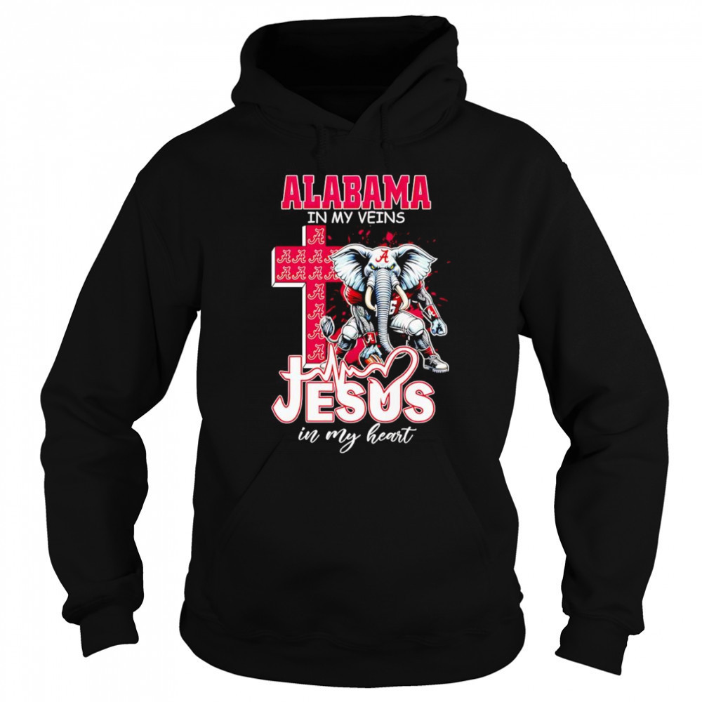 Alabama in my veins Jesus in my heart mascot shirt Sweatshirt
