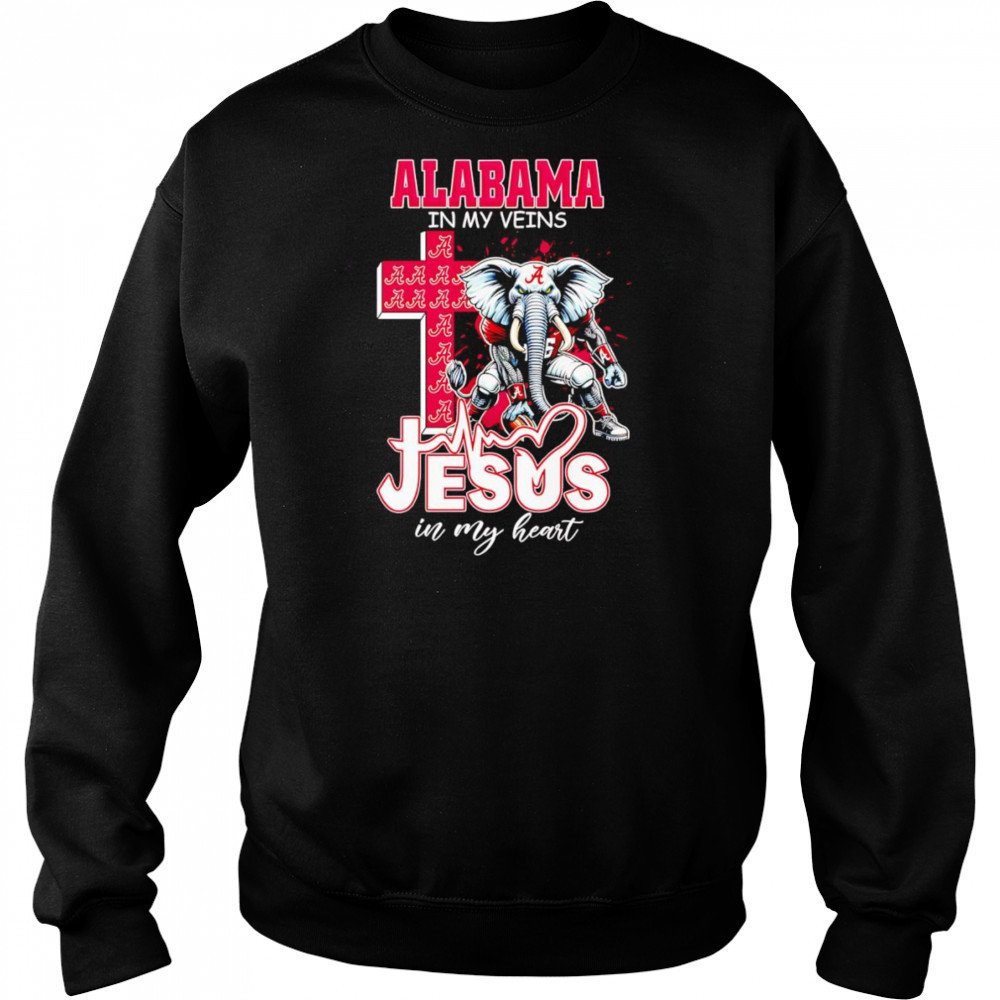 Alabama in my veins Jesus in my heart mascot shirt Hoodie