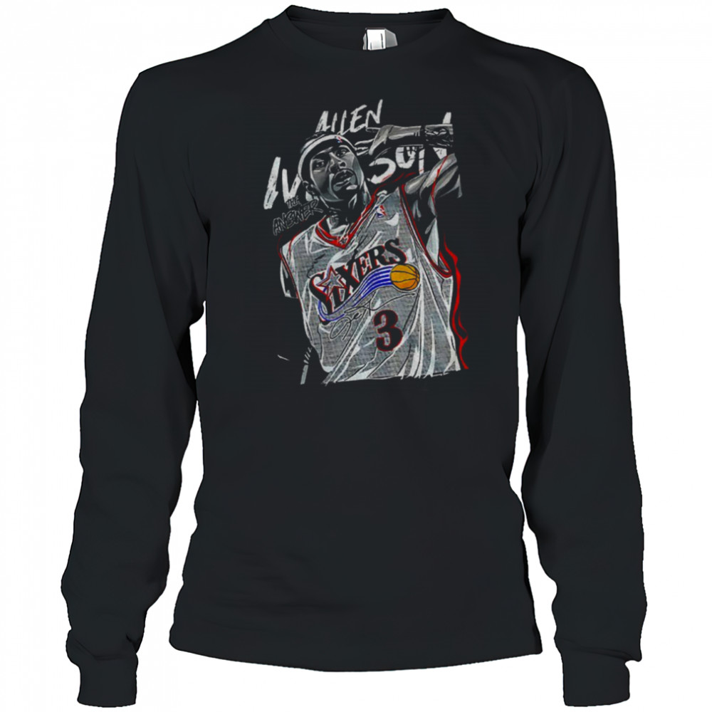 Allen Iverson 3 Philadelphia 76er the answer signature shirt Long Sleeved
