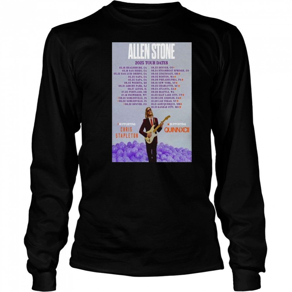 Allen Stone 2025 Tour Dates with Chris Stapleton, Quinn Xcii t-shirt Long Sleeved