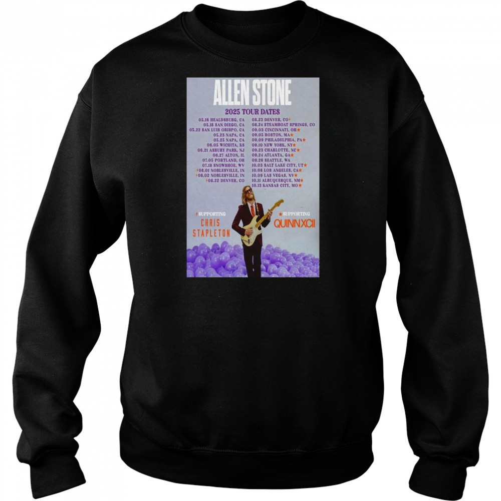 Allen Stone 2025 Tour Dates with Chris Stapleton, Quinn Xcii t-shirt Hoodie