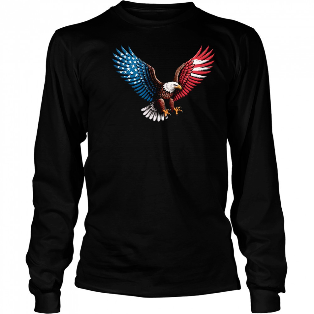 American Flag Bald Eagle Patriotic Eagle 4th Of July USA shirt Long Sleeved