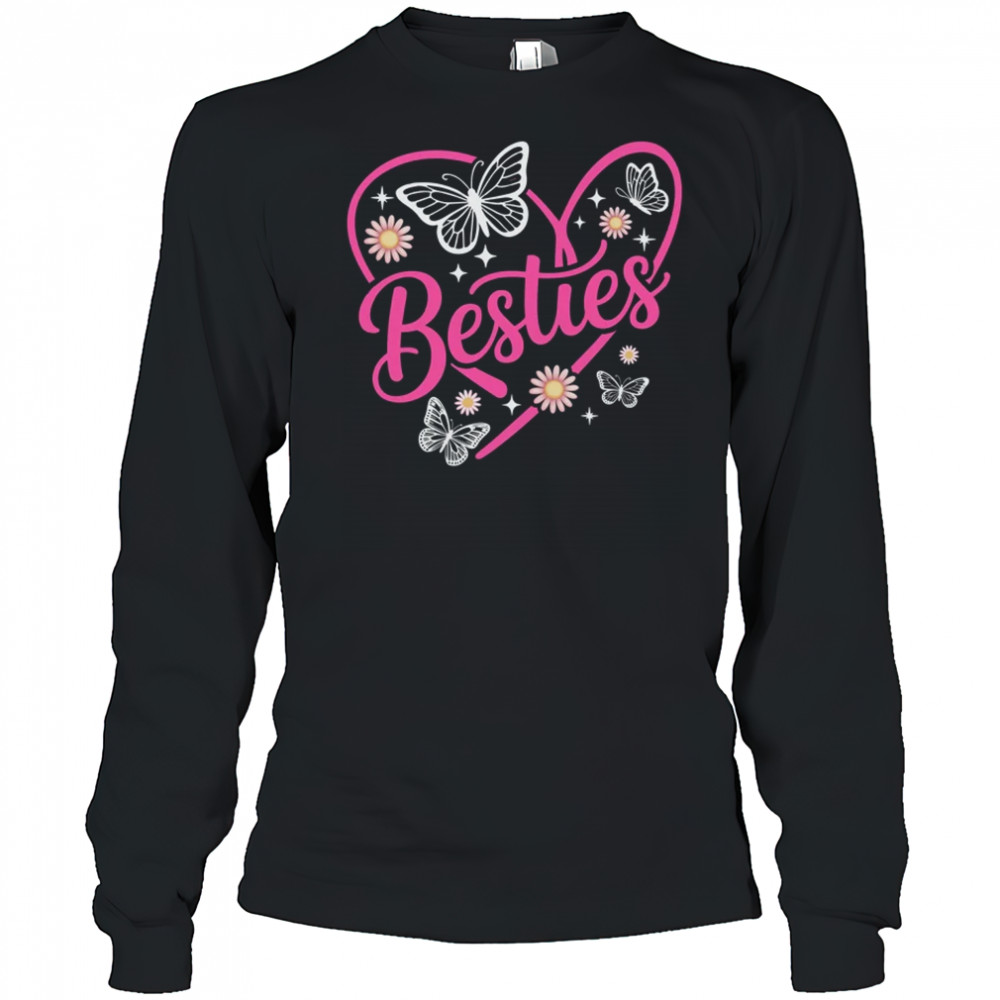Besties BFF Bestfriends Heart Matching Girls Friends Bestie shirt Long Sleeved