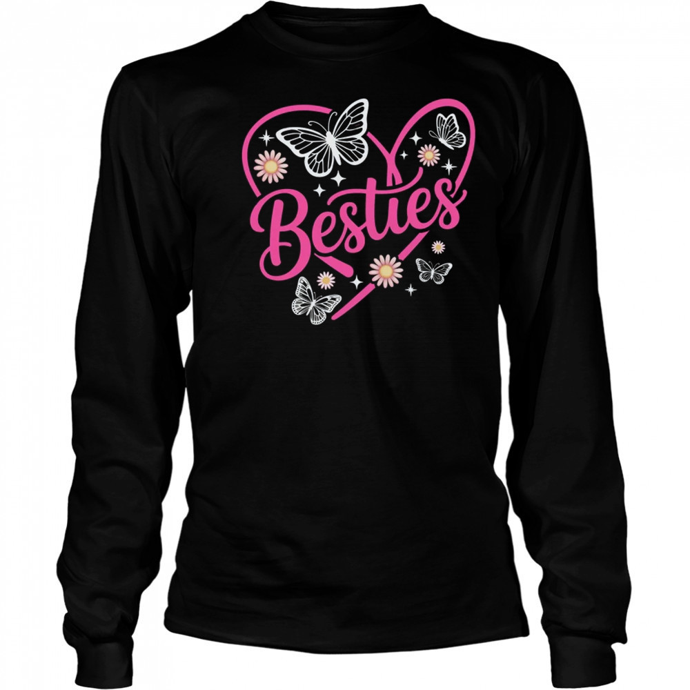 Besties BFF Bestfriends Heart Matching Girls Friends Bestie shirt Long Sleeved