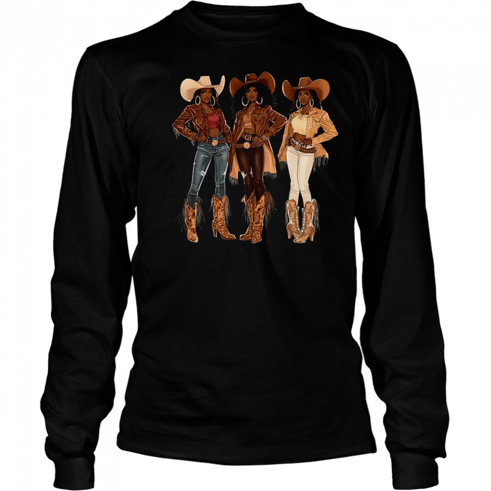 Black African American Cowgirl Western Country Texas Rodeo shirt Long Sleeved