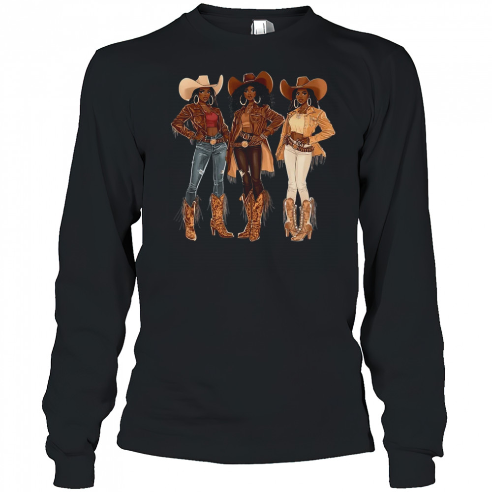Black African American Cowgirl Western Country Texas Rodeo shirt Long Sleeved