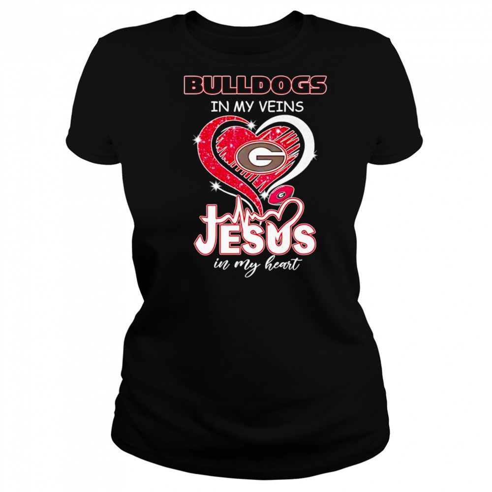 Bulldogs in my veins Jesus in my heart diamond shirt Women's T-shirt