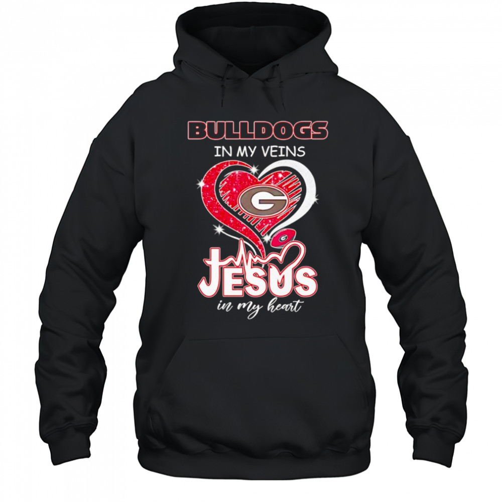 Bulldogs in my veins Jesus in my heart diamond shirt Hoodie