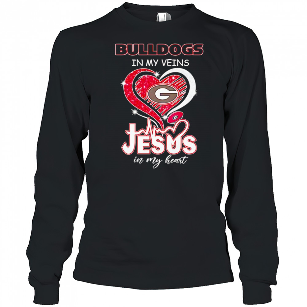 Bulldogs in my veins Jesus in my heart diamond shirt Long Sleeved