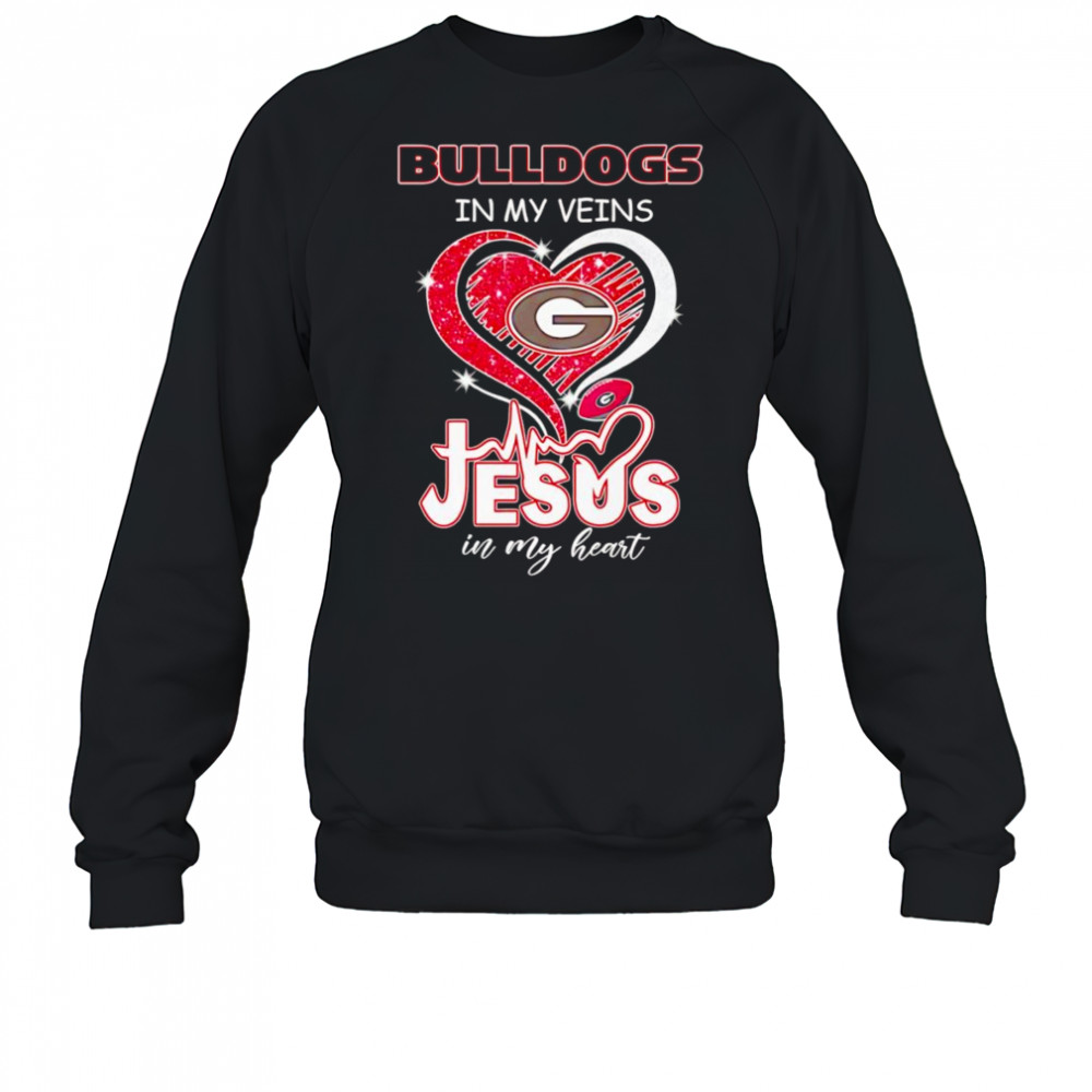 Bulldogs in my veins Jesus in my heart diamond shirt Sweatshirt