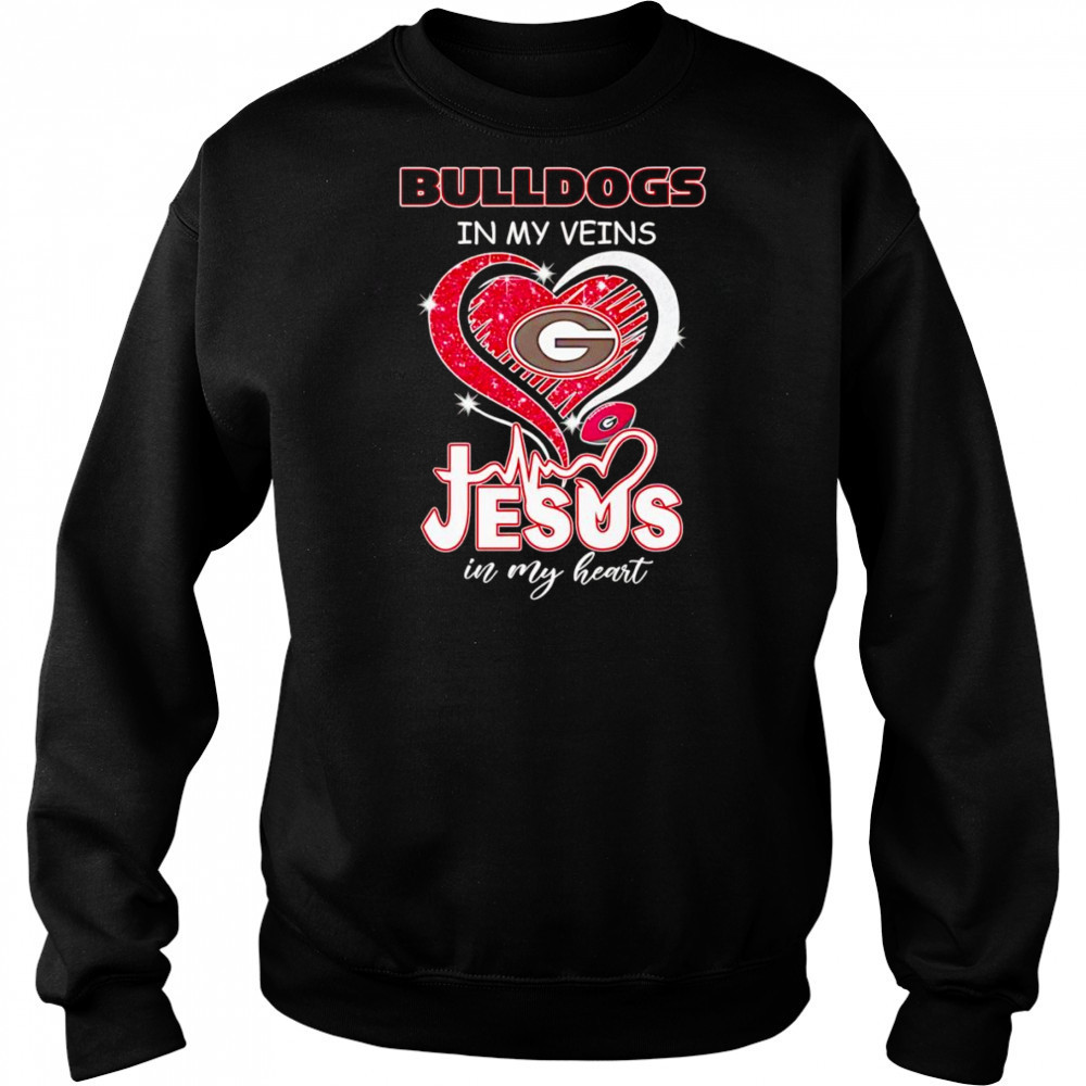 Bulldogs in my veins Jesus in my heart diamond shirt Hoodie