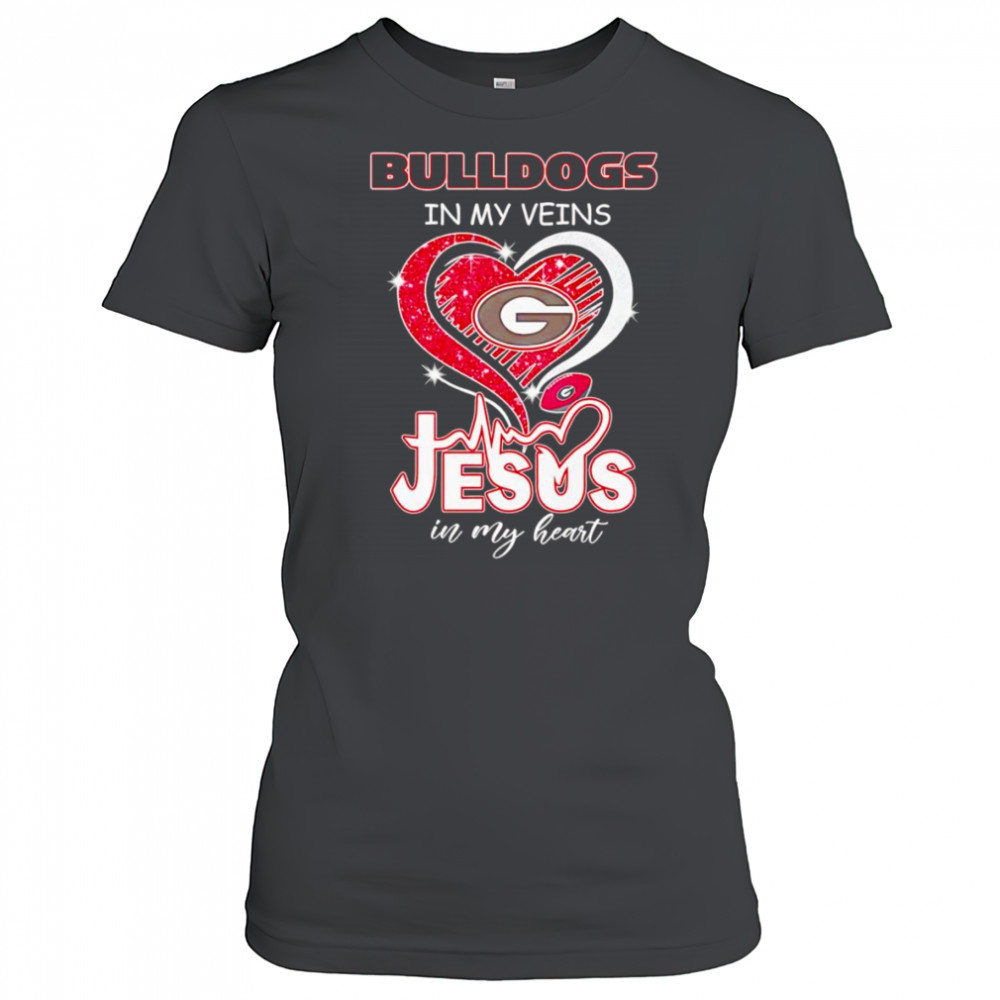 Bulldogs in my veins Jesus in my heart diamond shirt Women's T-shirt