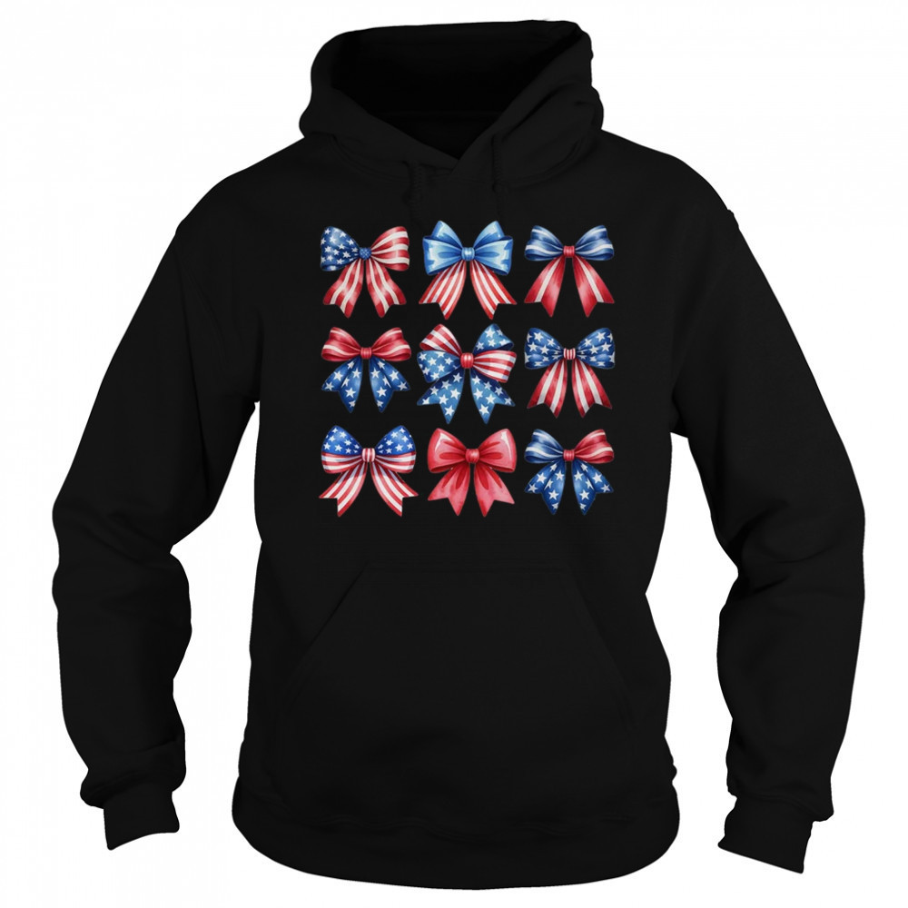 Coquette Bow Patriotic American Flag Retro July Of 4th Girls shirt Sweatshirt