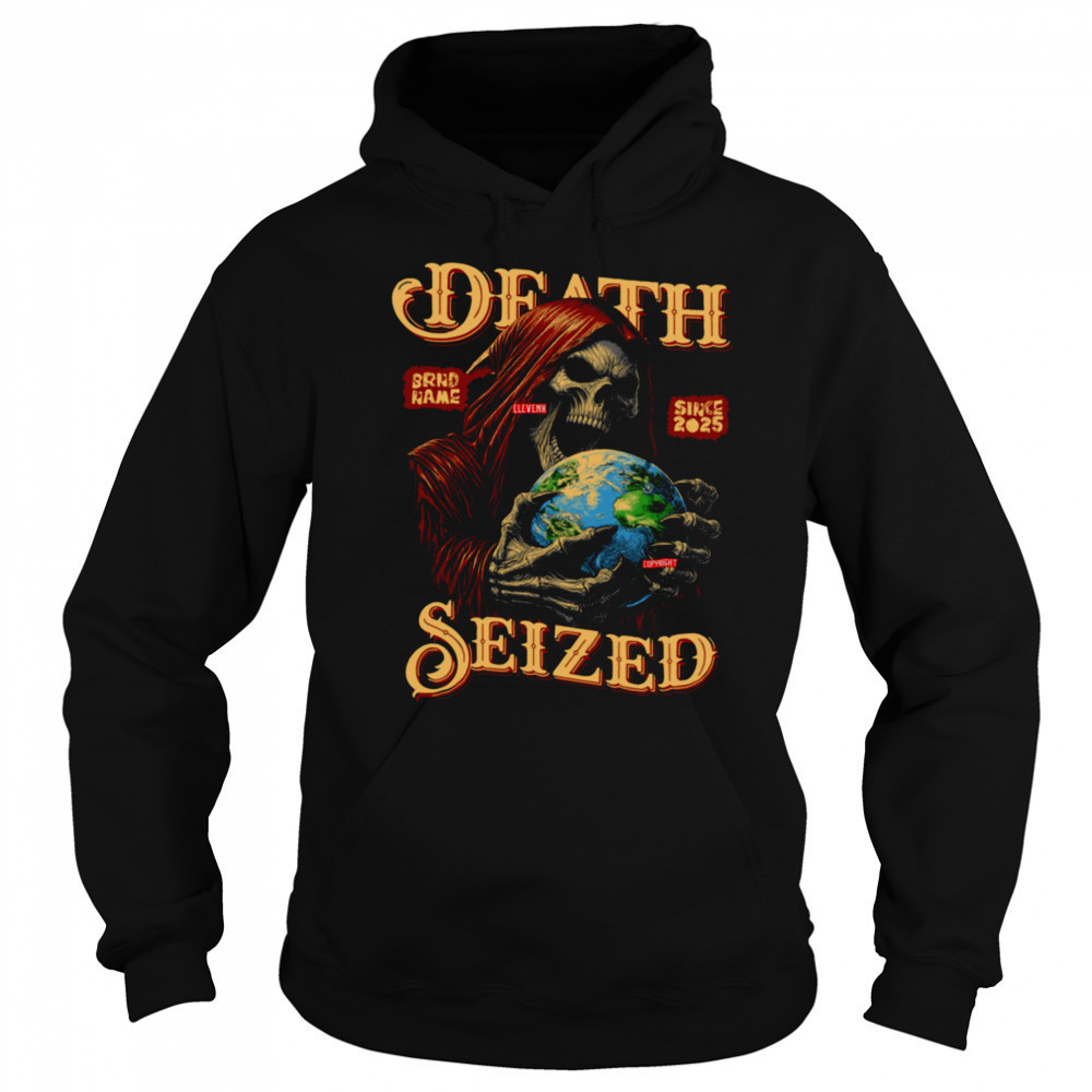 DEATH SEIZED Graphic ELEVENX 2025 Grim Reaper Globe T-shirt Sweatshirt