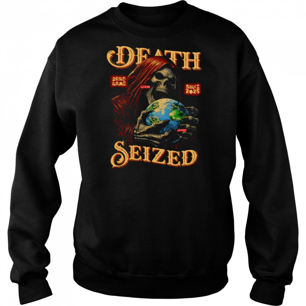DEATH SEIZED Graphic ELEVENX 2025 Grim Reaper Globe T-shirt Hoodie