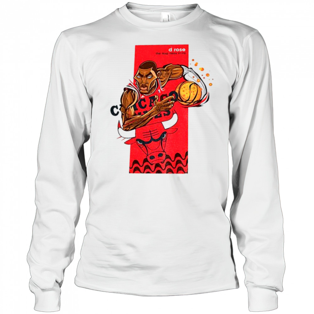 Derrick Rose Chicago Bulls NBA Basketball cartoon the MVP rises in rio shirt Long Sleeved