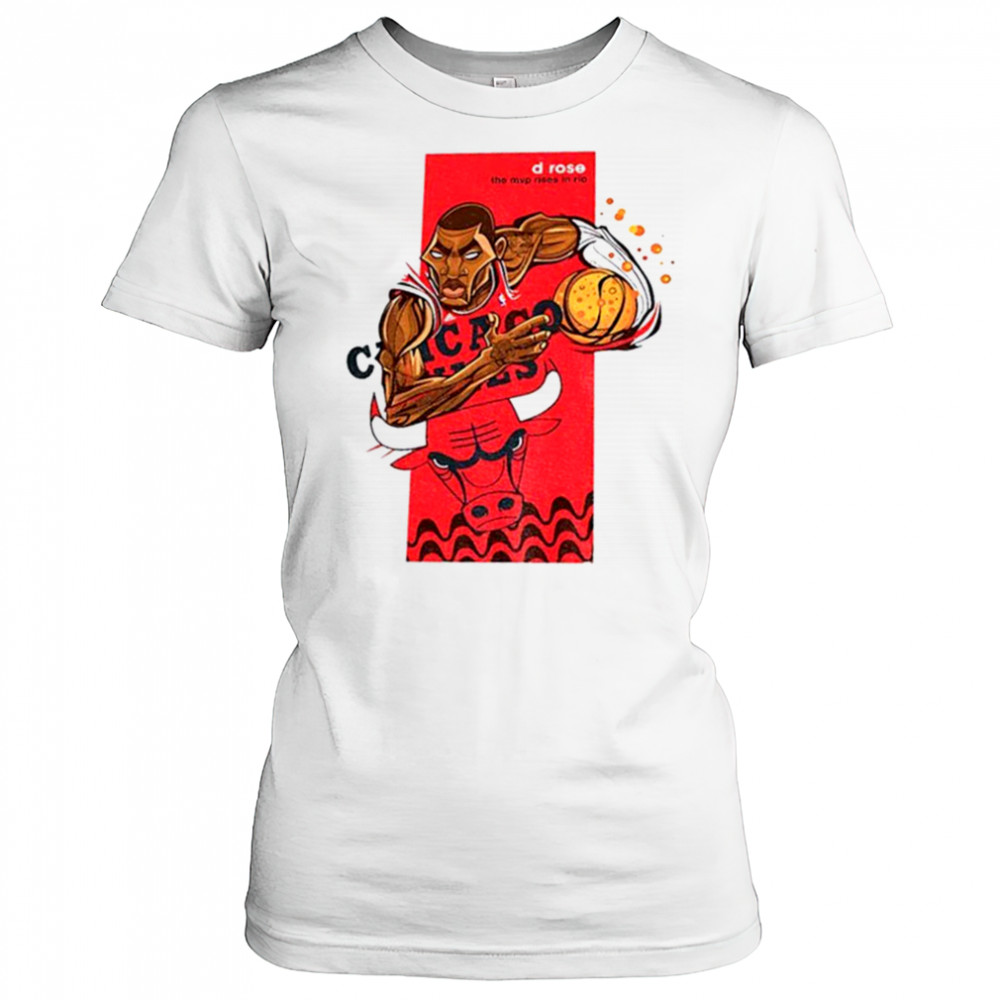Derrick Rose Chicago Bulls NBA Basketball cartoon the MVP rises in rio shirt Women's T-shirt